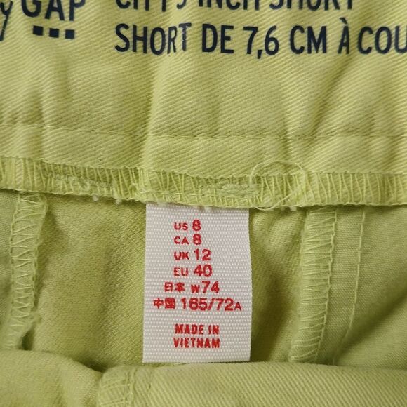 GAP Booty Shorts Khaki's City 3" Urban Neon Yellow/Green 80's Flat Front Size 8 - Picture 5 of 8